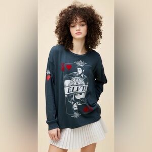 Daydreamer Sun Records Elvis King Of Hearts Long Sleeve Cotton Tee Sz S